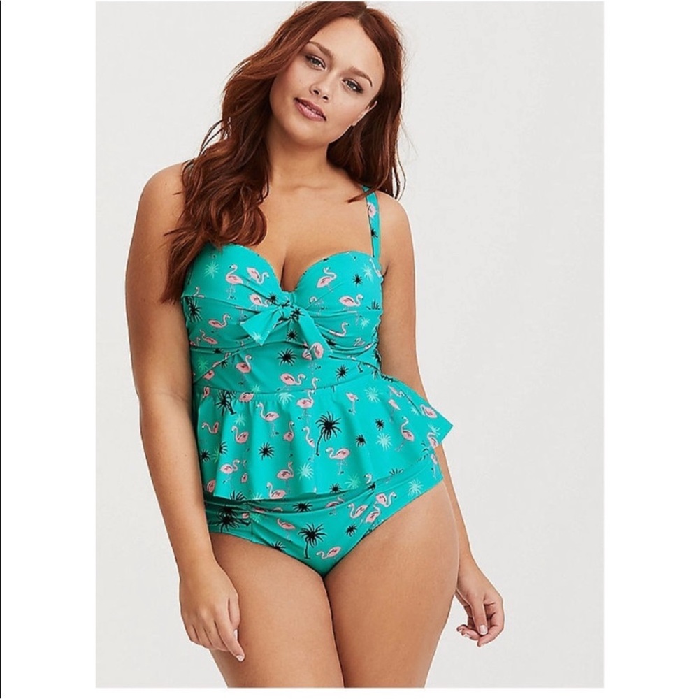 Torrid Flamingo Peplum Midkini Size 1